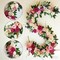 Spring Floral Garlands – Artificial Rose & Dahlia Flower Garland, Silk Floral Vine for Wedding, Mantle, Party, Table Centerpiece, Indoor & Outdoor Decor